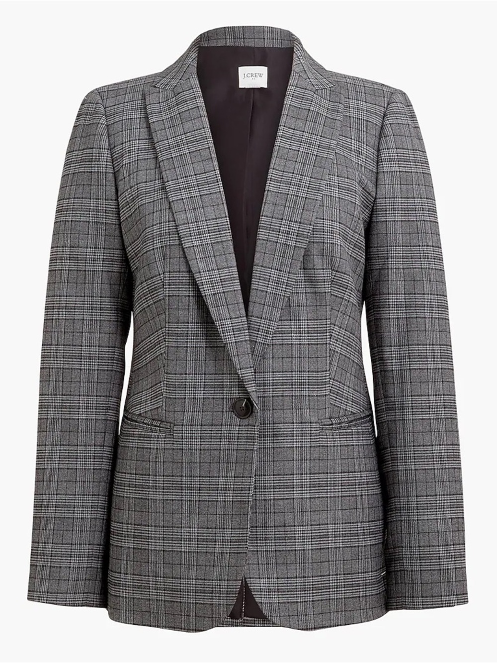 J.Crew Factory One-Button Grey/Black Glen Plaid Blazer Size 8